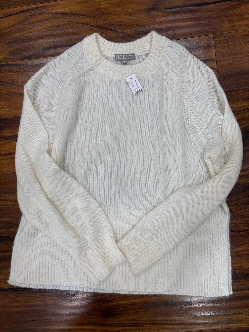 J. Crew alpaca Off-White Crewneck Sweater with Ribbed Hem